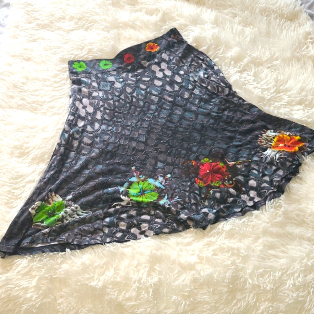 Desigual Cirque du Soleil Skirt, Artsy Pattern Mermaid Wearable Art, Size Medium
